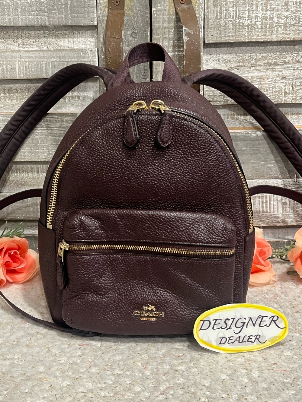 COACH Charlie Mini Leather Backpack Dark Burgundy EUC! 38263 - Picture 2 of 11